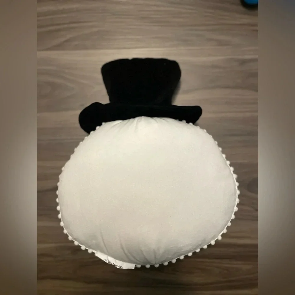 Holiday Time 14inch Snowman Shaped Decorative Pillow, White and Black